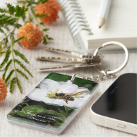 Honey Bee & Apple Blossom Macro | Acrylic Keychain