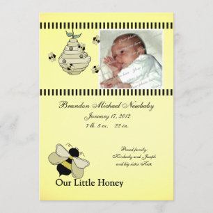 Honey Bee Baby Birth Announcement