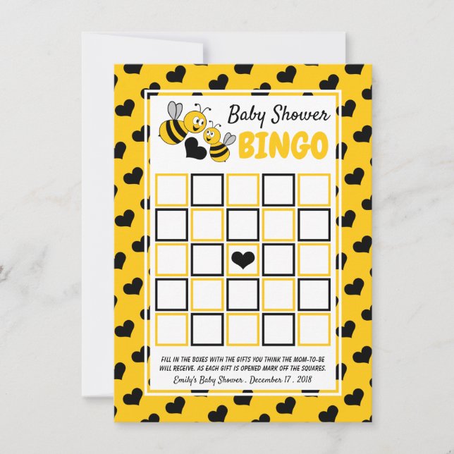 Honey Bee, Baby Shower Bingo (Front)