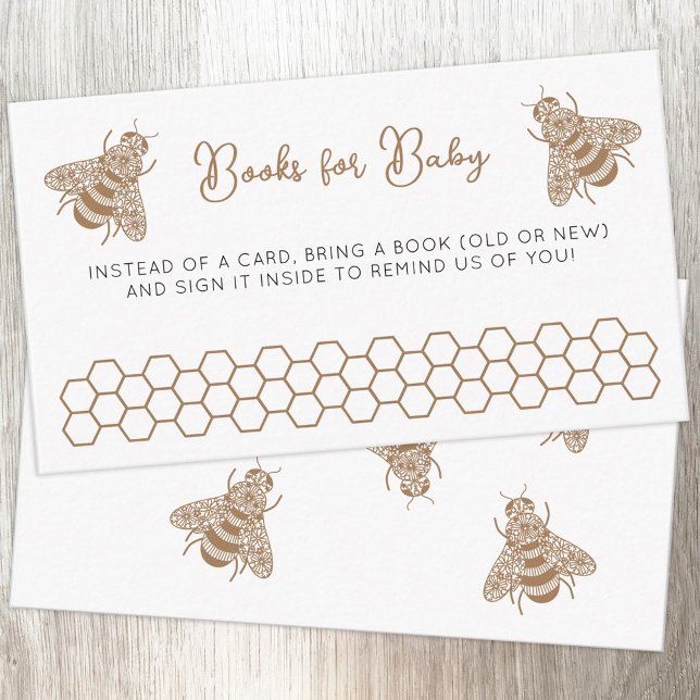 Honey Bee Baby Shower Book Request Enclosure Card (Honey bee themed sweet Books for Baby baby shower book request enclosure cards)