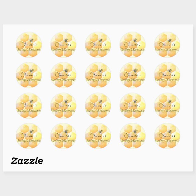 Honey Bee Baby Shower Classic Round Sticker (Sheet)