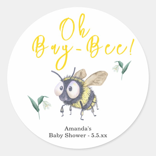 Honey Bee Baby Shower Classic Round Sticker (Front)