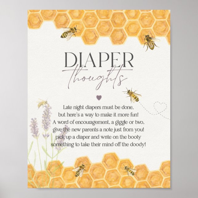honey bee baby shower late night diaper thoughts poster (Front)