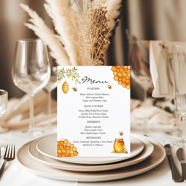 Honey Bee Baby Shower Menu Card (Creator Uploaded)
