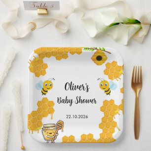 Honey Bee Baby Shower Paper Plate