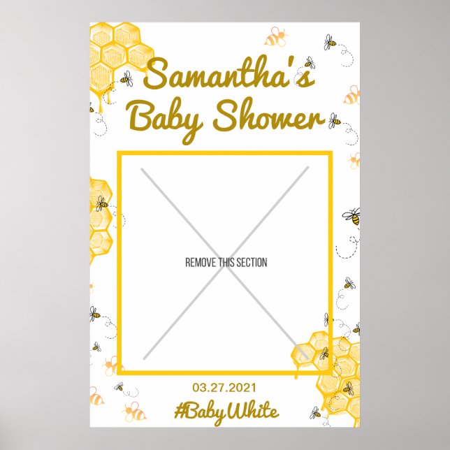 Honey Bee Baby Shower Photo Booth Frame Poster (Front)