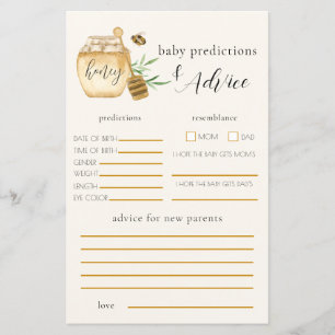 Honey Bee Baby Shower Prediction Game