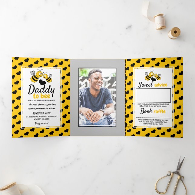 Honey Bee, Baby Shower Suite Tri-Fold Invitation (Inside)