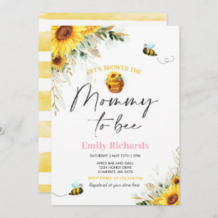 Honey Bee Baby Shower Sunflower Mummy To Bee Invitation