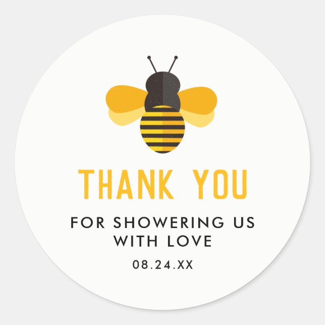Honey Bee Baby Shower Thank You Favour  Classic Round Sticker (Front)