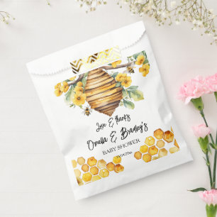 Honey bee baby shower thank you favour template bag