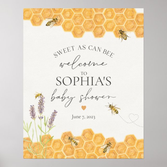 honey bee baby shower welcome poster (Front)