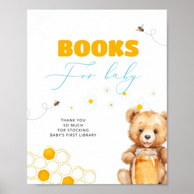 Honey Bee Bear Baby Shower Books For Baby Poster (Front)