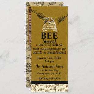 Honey Bee Beehive Engagement Party Event Ticket Invitation