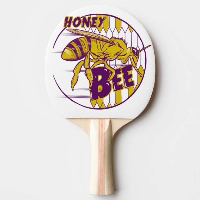 Honey Bee Beehive Ping Pong Paddle (Front)