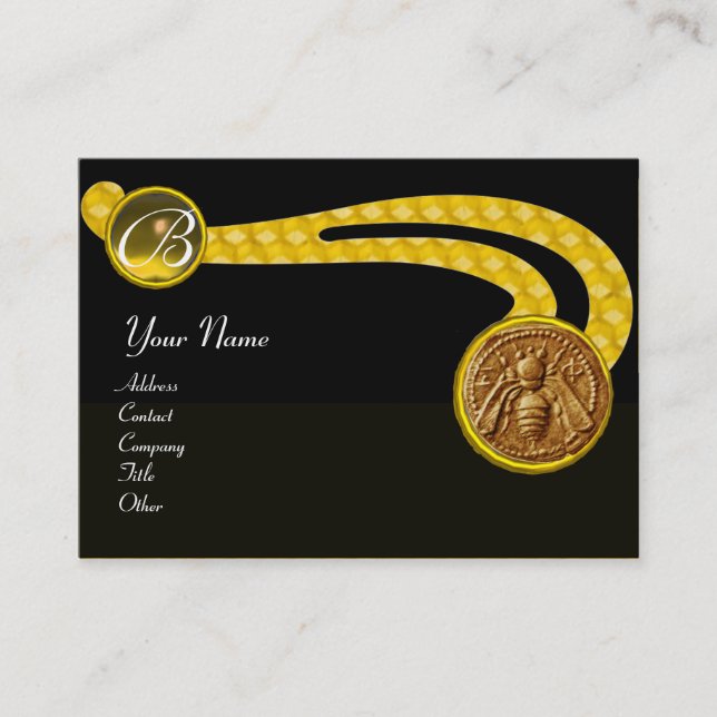 HONEY BEE ,BEEKEEPER APIARIST MONOGRAM BUSINESS CARD (Front)