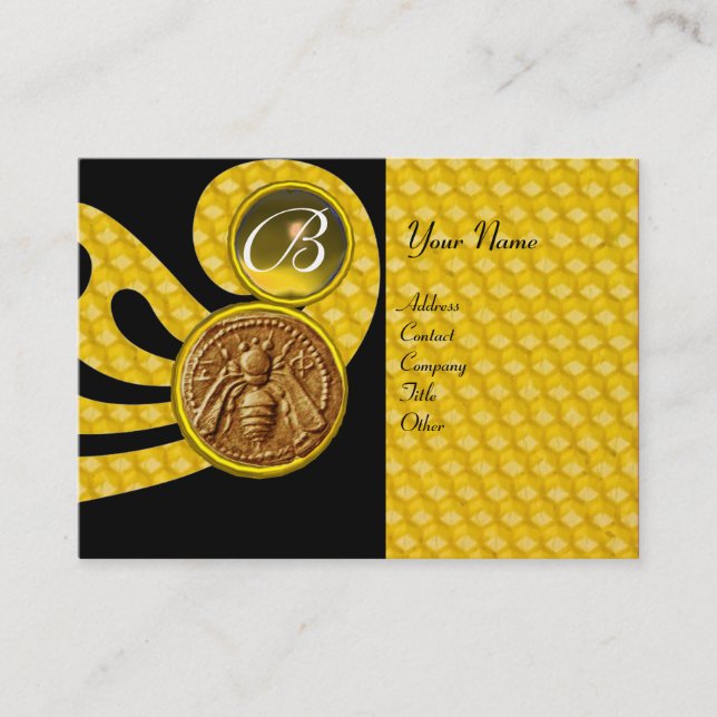 HONEY BEE ,BEEKEEPER APIARIST MONOGRAM BUSINESS CARD (Front)