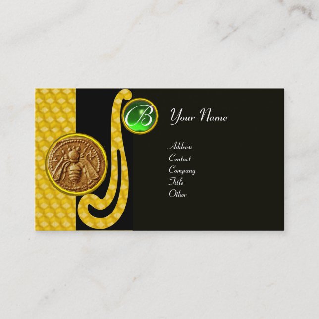 HONEY BEE ,BEEKEEPER APIARIST MONOGRAM BUSINESS CARD (Front)