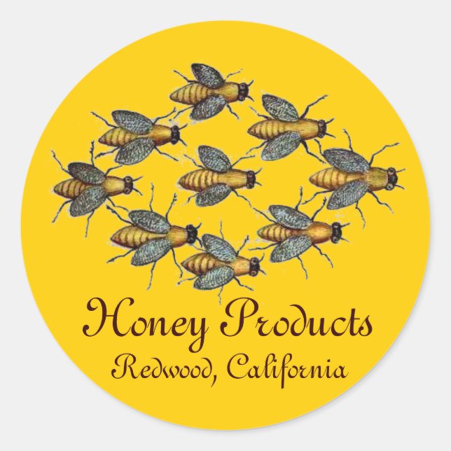 HONEY BEE / BEEKEEPER BEEKEEPING CLASSIC ROUND STICKER (Front)