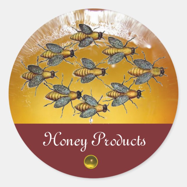 HONEY BEE / BEEKEEPER BEEKEEPING CLASSIC ROUND STICKER (Front)