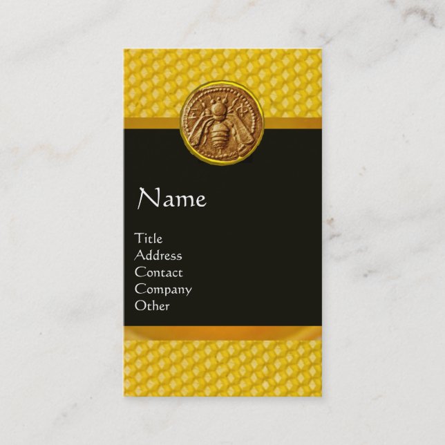 HONEY BEE ,BEEKEEPER MONOGRAM BUSINESS CARD (Front)