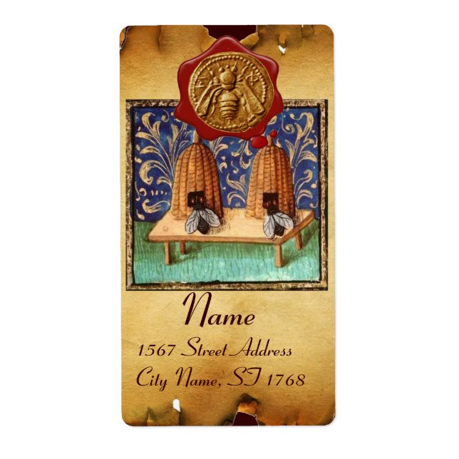 HONEY BEE ,BEEKEEPER RED WAX SEAL,Brown Parchment (Front)