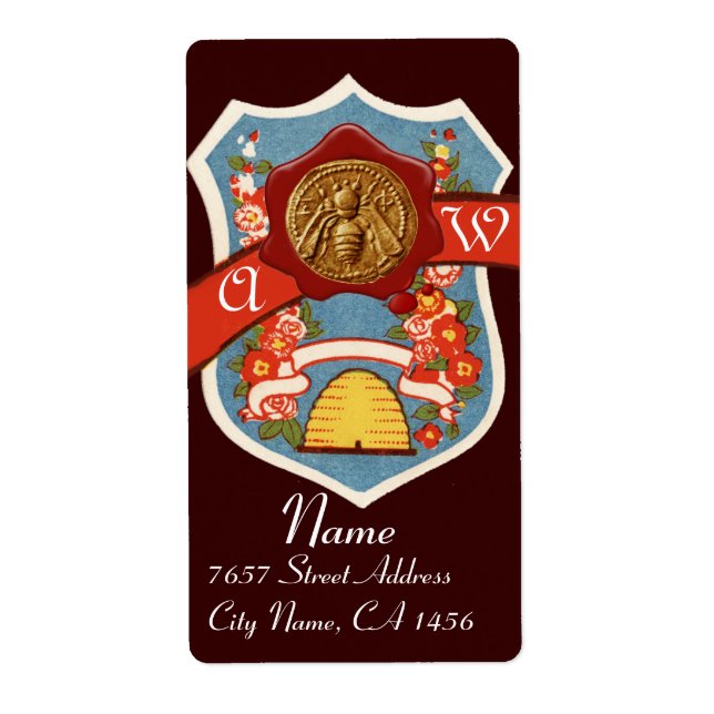 HONEY BEE ,BEEKEEPER RED WAX SEAL CREST MONOGRAM (Front)