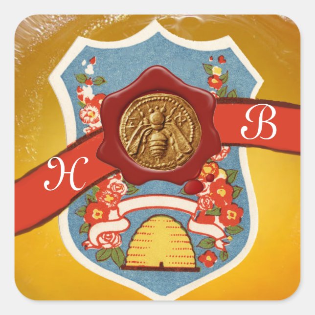 HONEY BEE ,BEEKEEPER RED WAX SEAL CREST MONOGRAM (Front)