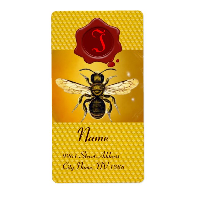 HONEY BEE ,BEEKEEPER,RED WAX SEAL  MONOGRAM (Front)