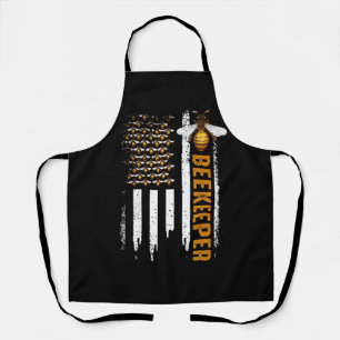 Honey-Bee Beekeeping Hive Beekeeper USA Flag Indep Apron