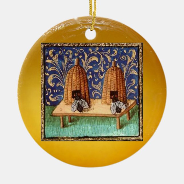 HONEY BEE, BEEKEPER BEEKEEPING APIARIST CERAMIC TREE DECORATION (Front)