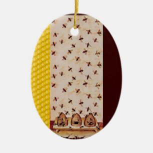 HONEY BEE, BEEKEPER CERAMIC TREE DECORATION