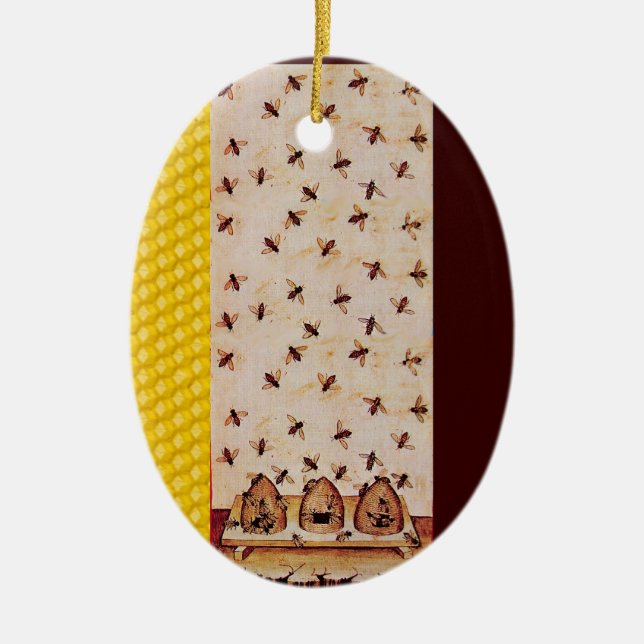 HONEY BEE, BEEKEPER CERAMIC TREE DECORATION (Front)