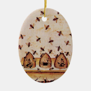 HONEY BEE, BEEKEPER CERAMIC TREE DECORATION