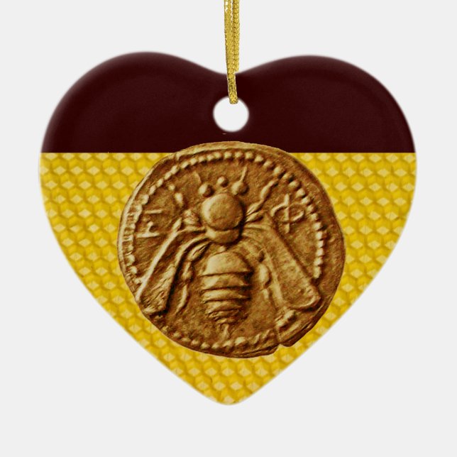 HONEY BEE, BEEKEPER Heart Ceramic Tree Decoration (Front)