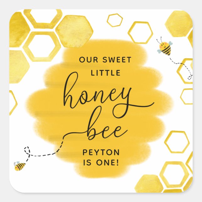 Honey Bee Birthday Favour Sticker (Front)