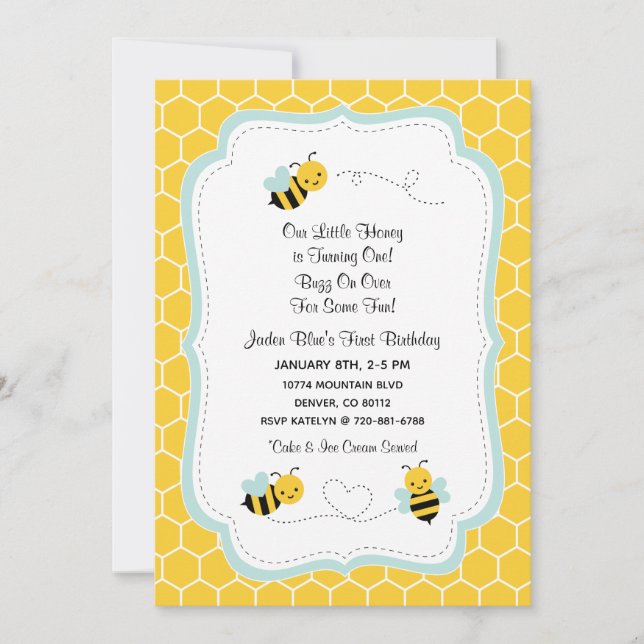 Honey Bee Birthday Invitation (Front)