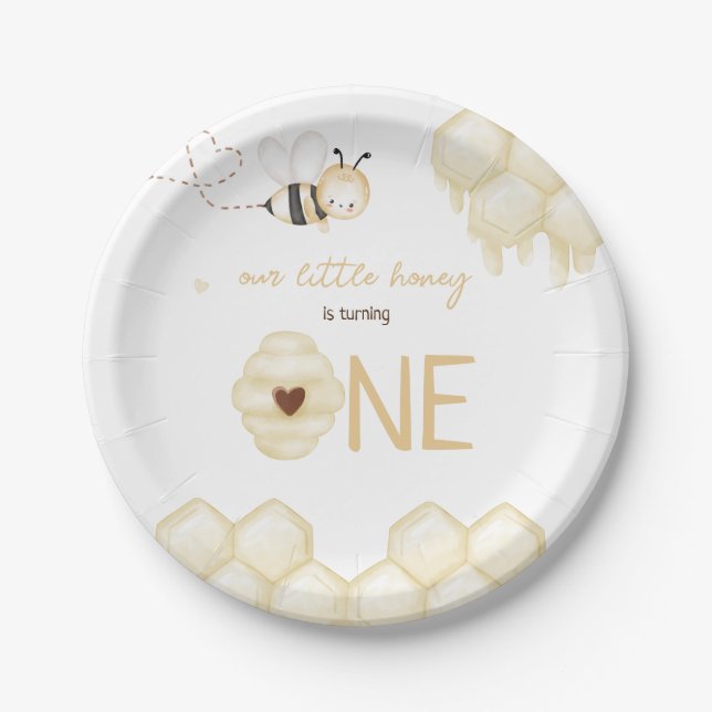 Honey Bee Birthday Paper Plates (Front)
