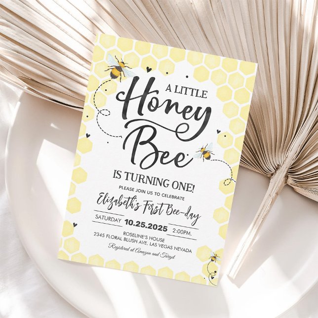 Honey Bee Birthday Party Bee 1st Birthday Invitation (Creator Uploaded)