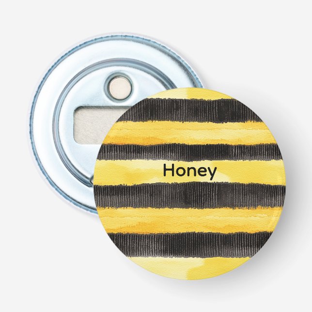 Honey Bee Black Gold Yellow Christmas Bottle Opener (Front)
