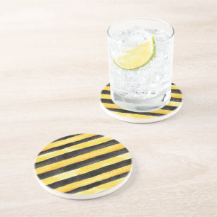 Honey Bee Black Gold Yellow Christmas Coaster