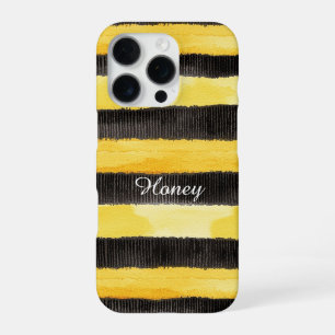 Honey Bee Black Gold Yellow Christmas iPhone 16 Pro Case