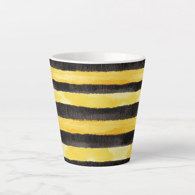 Honey Bee Black Gold Yellow Christmas Latte Mug (Front)