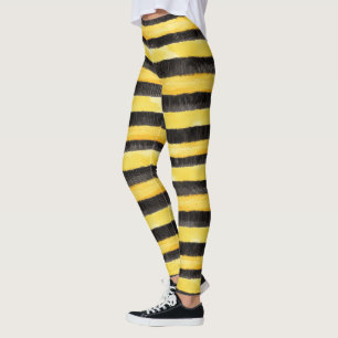 Honey Bee Black Gold Yellow Christmas Leggings