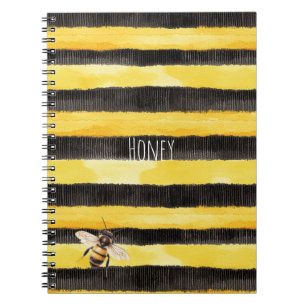 Honey Bee Black Gold Yellow   Notebook