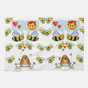 Honey bee black white decorative kitchen towel