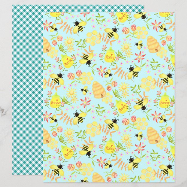 Honey Bee Blue Gingham (Front/Back)