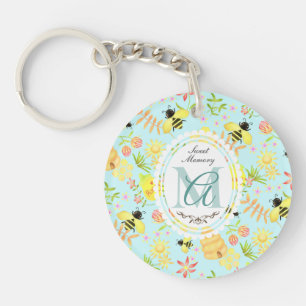 Honey Bee Blue Key Ring