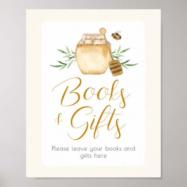 Honey Bee Books And Gifts Baby Shower Table Sign (Front)