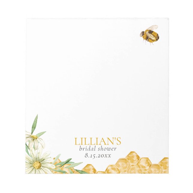 Honey Bee Bridal Shower Favor Notepad (Front)